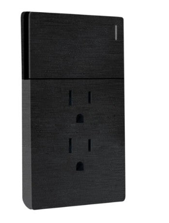 APAGADOR SENCILLO + TOMACORRIENTE DOBLE SANTORINI 127 V / 15 A PLASTICO ABS NEGRO