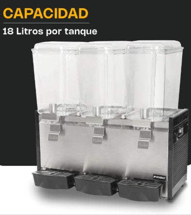DISPENSADOR DE BEBIDAS FRIAS 3 TANQUES DISBEF-3T 18 LTS