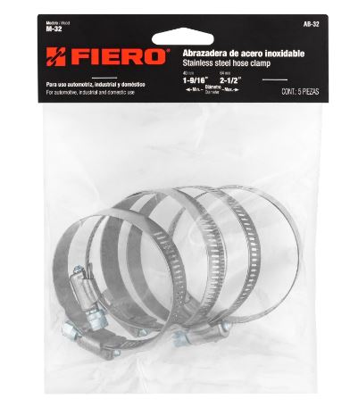 ABRAZADERA REFORZADA, # 32, 1-9/16 - 2-1/2'" BOLSA C/5
