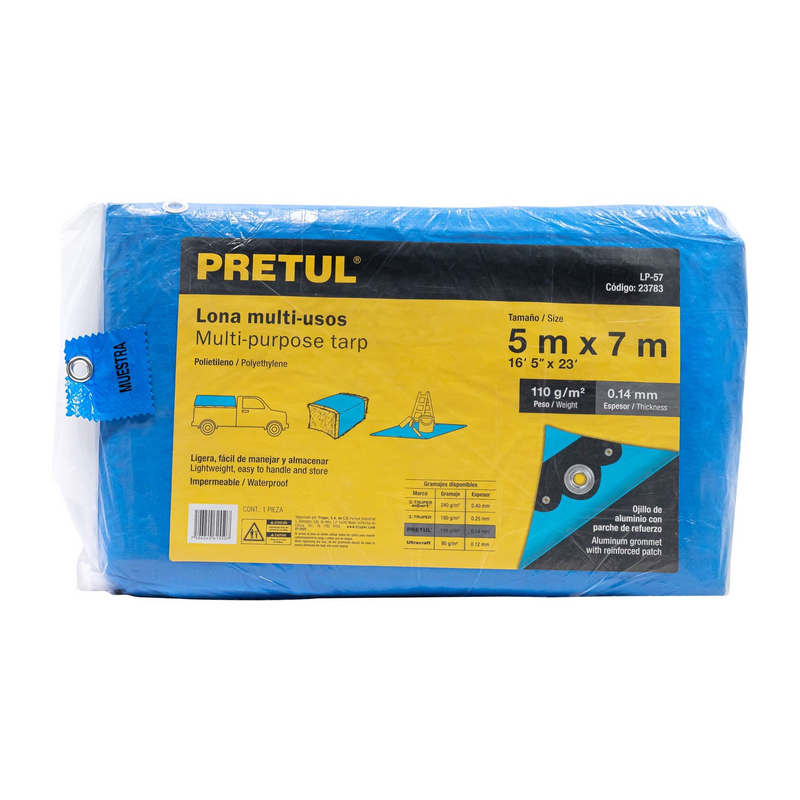 LONA 5 X 7 M AZUL PRETUL
