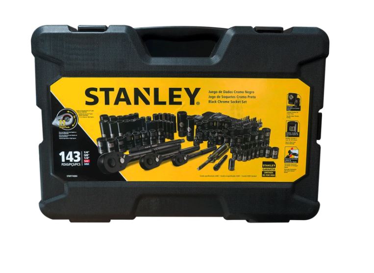 JUEGO DE DADOS CROMO NEGRO DE 143 PZAS STANLEY