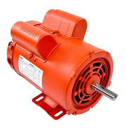 Motor eléctrico naranja con logotipo Siemens, rejilla frontal y eje metálico